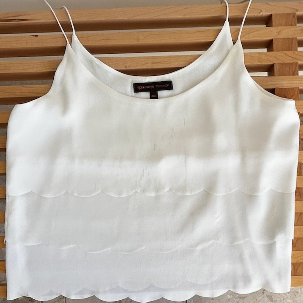 Kate Moss for Topshop White Scalloped Tiered Camisole Top